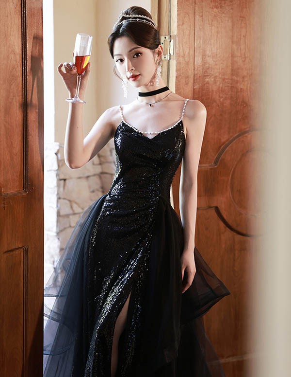 ロングドレス 大人 ピアノ 発表会 スリット入り キラキラ 大きいサイズ 演奏会 パーティードレス マキシ丈 結婚式 小さいサイズ 母親 