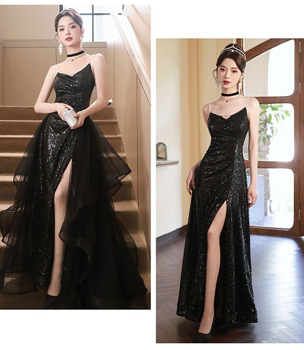 ロングドレス 大人 ピアノ 発表会 スリット入り キラキラ 大きいサイズ 演奏会 パーティードレス マキシ丈 結婚式 小さいサイズ 母親 