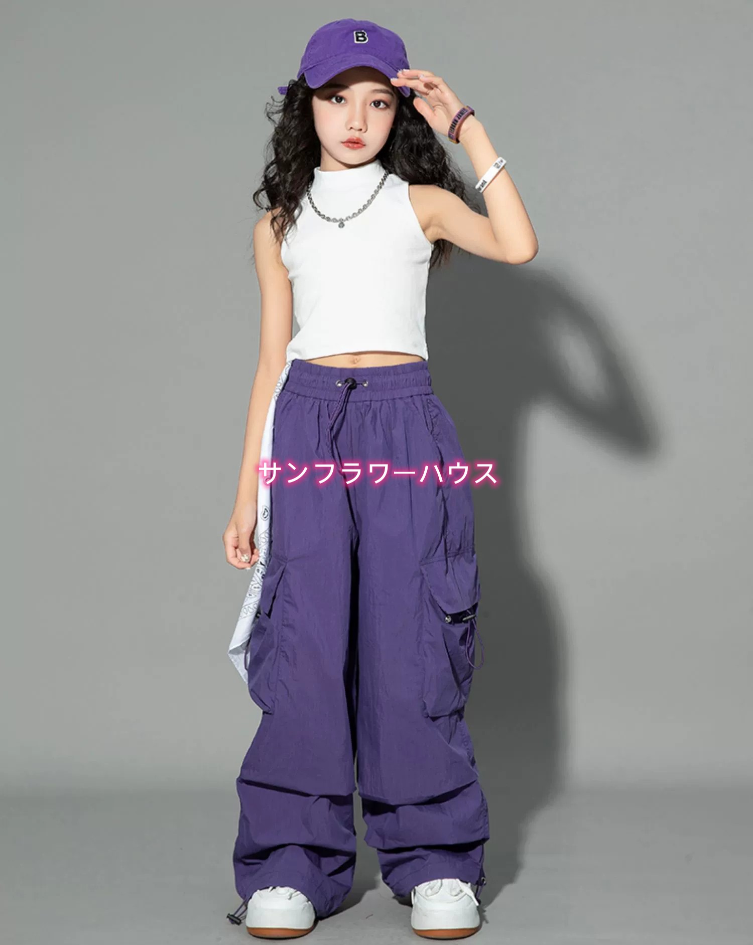 キッズ ダンス衣装 パンツ へそ出し タンクトップ ヒップホップ ジャズダンス 女の子 韓国 ジュニア トップス ステージ衣装 チアガール K-POP 子供 