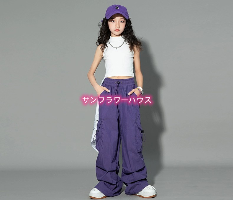 キッズ ダンス衣装 パンツ へそ出し タンクトップ ヒップホップ ジャズダンス 女の子 韓国 ジュニア トップス ステージ衣装 チアガール K-POP 子供 