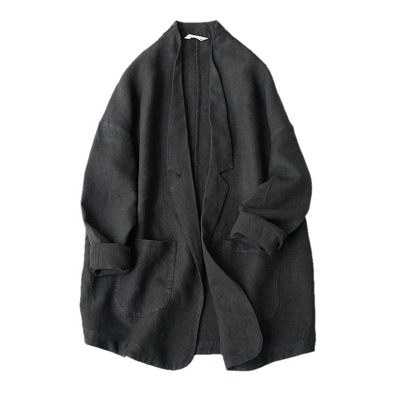リネンジャケット スーツジャケット レディース 羽織り 上着 ライトアウター ノーテーラードジャケット ゆったり 無地 体型カバー 春秋 