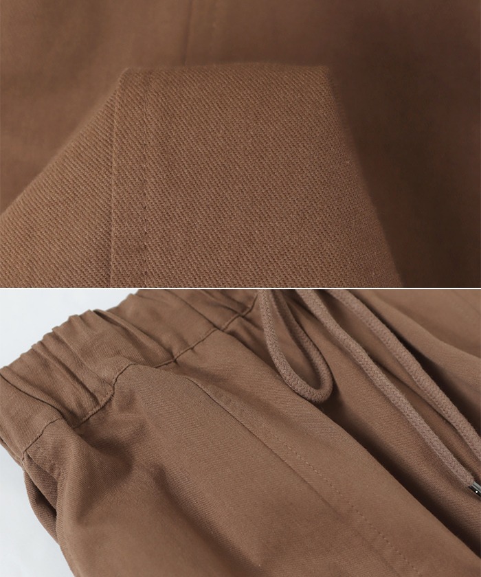 ツイル オーバーサイズ パンツ ウエストゴム レディース ウエストドロー 冬 体型カバー コットン 夏 サイドポケット 春 秋 送料無料 ワイド 