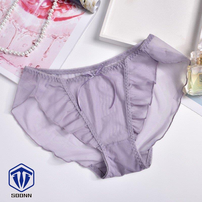 スタンダードショーツ シースルー パンツ パンティー レディース リボン インナー 女性下着 ランジ メロウフリル メッシュ フリル 透け感 
