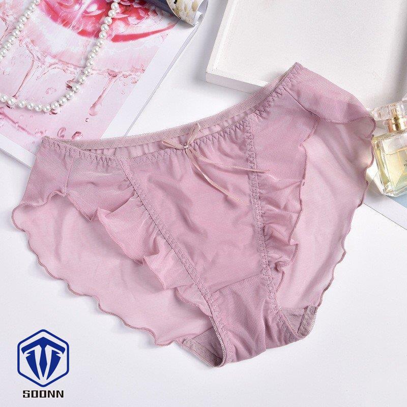 スタンダードショーツ シースルー パンツ パンティー レディース リボン インナー 女性下着 ランジ メロウフリル メッシュ フリル 透け感 