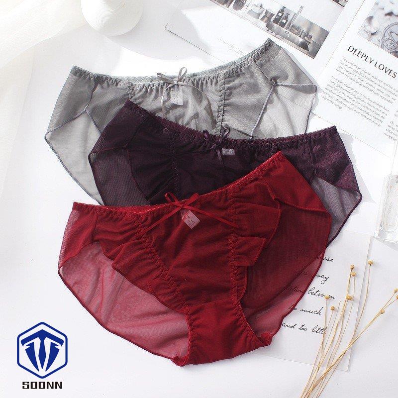 スタンダードショーツ シースルー パンツ パンティー レディース リボン インナー 女性下着 ランジ メロウフリル メッシュ フリル 透け感 