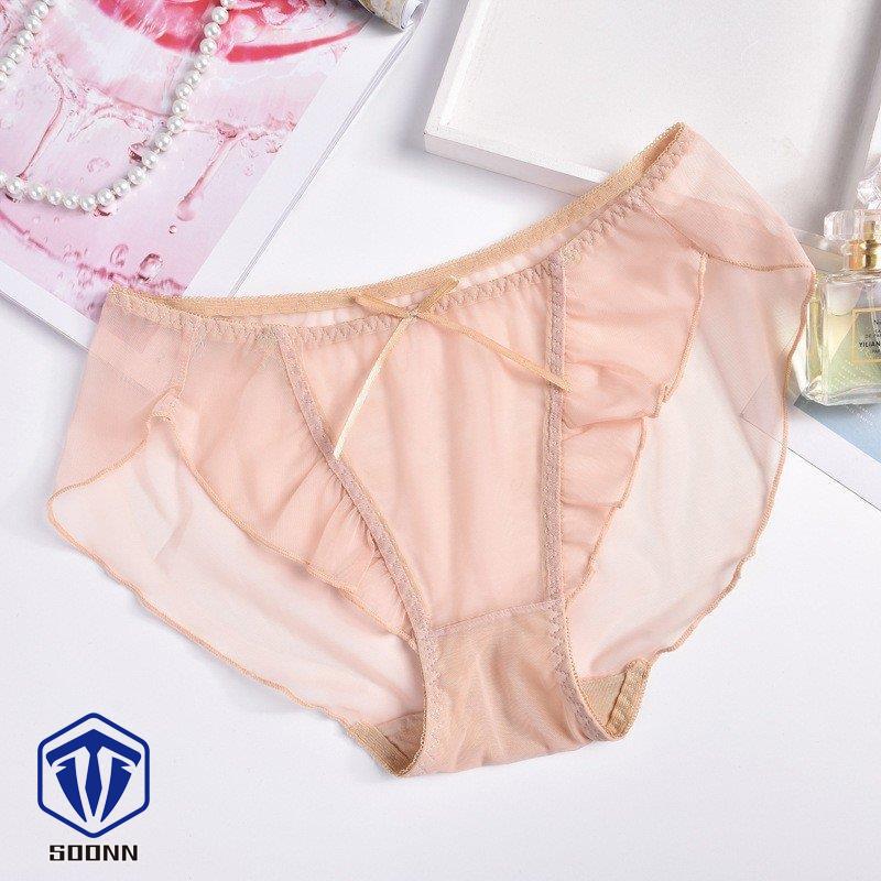 スタンダードショーツ シースルー パンツ パンティー レディース リボン インナー 女性下着 ランジ メロウフリル メッシュ フリル 透け感 