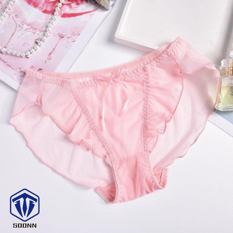 スタンダードショーツ シースルー パンツ パンティー レディース リボン インナー 女性下着 ランジ メロウフリル メッシュ フリル 透け感 