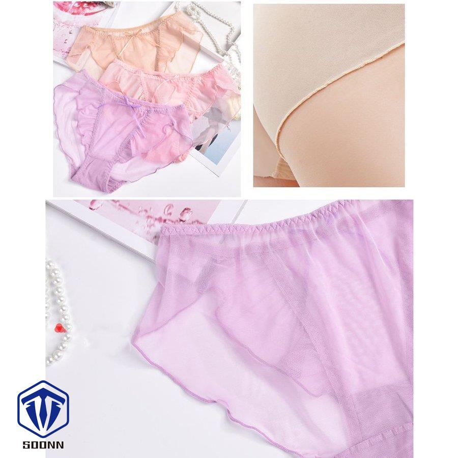 スタンダードショーツ シースルー パンツ パンティー レディース リボン インナー 女性下着 ランジ メロウフリル メッシュ フリル 透け感 
