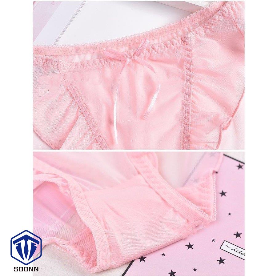 スタンダードショーツ シースルー パンツ パンティー レディース リボン インナー 女性下着 ランジ メロウフリル メッシュ フリル 透け感 