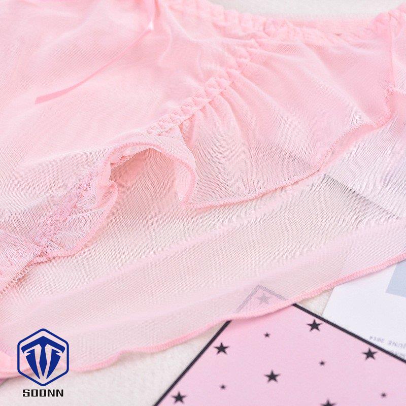 スタンダードショーツ シースルー パンツ パンティー レディース リボン インナー 女性下着 ランジ メロウフリル メッシュ フリル 透け感 