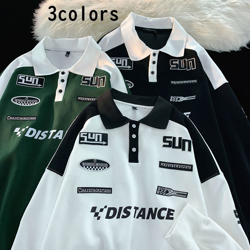 お取り寄せ商品 ポロシャツ メンズ 長袖 トップス 3COLORS おしゃれ ポリ プリント M-5XL ゆったり カジュアル 小さいサイズ ファッション 大きいサイズ 