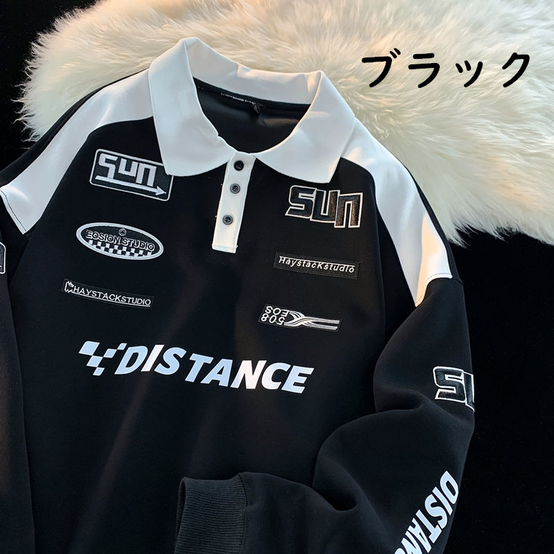 お取り寄せ商品 ポロシャツ メンズ 長袖 トップス 3COLORS おしゃれ ポリ プリント M-5XL ゆったり カジュアル 小さいサイズ ファッション 大きいサイズ 