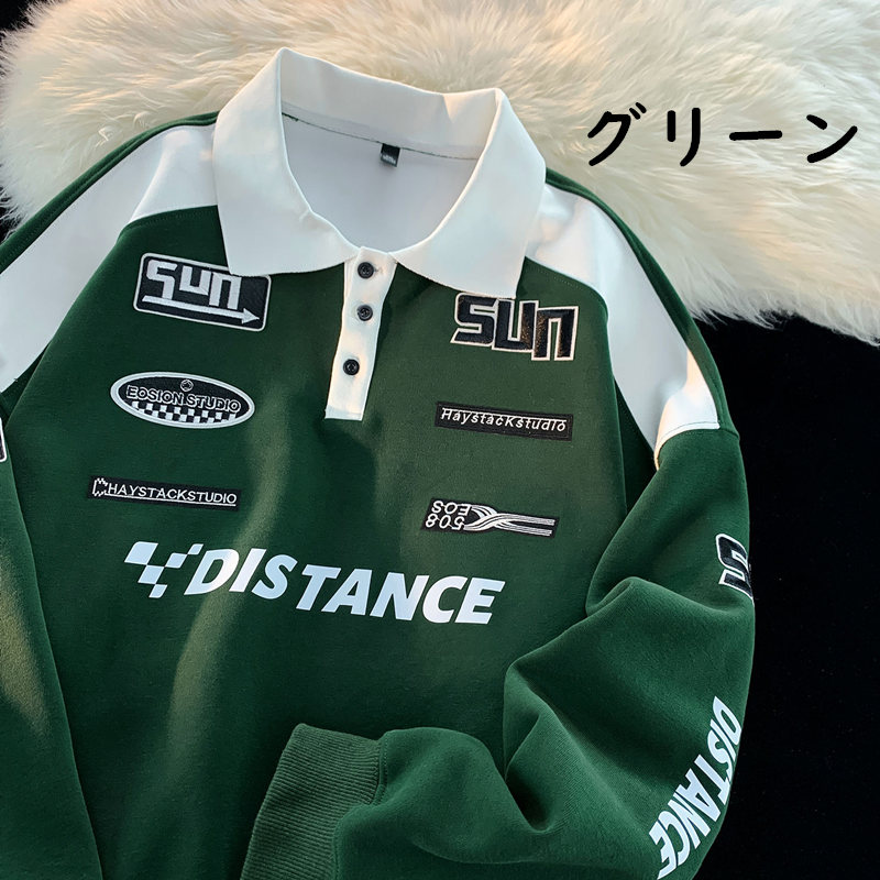 お取り寄せ商品 ポロシャツ メンズ 長袖 トップス 3COLORS おしゃれ ポリ プリント M-5XL ゆったり カジュアル 小さいサイズ ファッション 大きいサイズ 