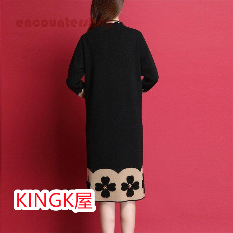 ニットワンピース レディース 30代 40代 50代 秋冬 着痩せ 配色 通勤 ワンピース メリヤス 上品 ワンピース セーター きれいめ 大人 膝丈 体型カバー 長袖 