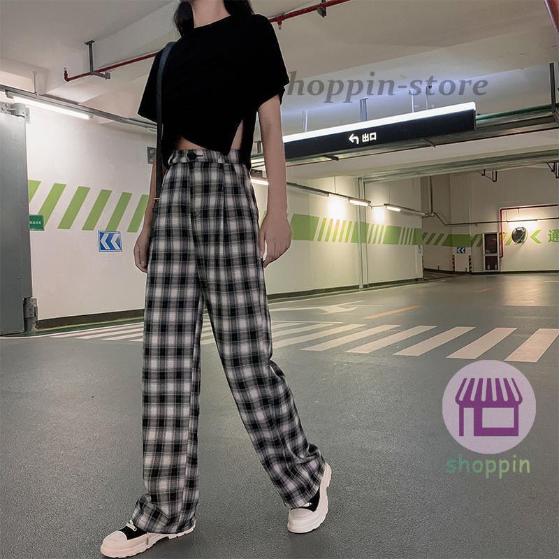 ワイドパンツ レディース チェック柄 ハイウエスト ストレートパンツ ガウチョパンツ カジュアル 動きやすい 着痩せ ウエストゴム ゆったり ズボン 