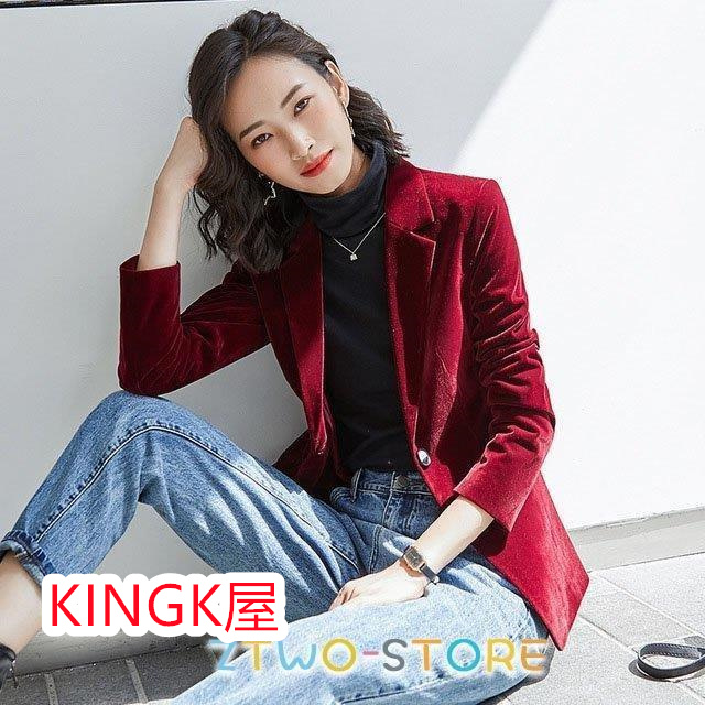 秋 テーラードジャケット レディース ベロア ジャケット フォーマル 通勤 OL スーツジャケット ブラック 大きいサイズ オフィス 長袖 ワイン赤 