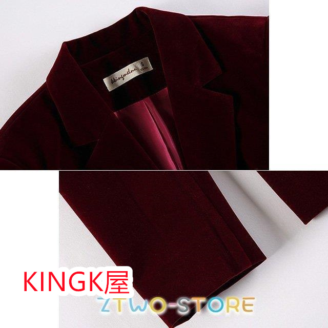 秋 テーラードジャケット レディース ベロア ジャケット フォーマル 通勤 OL スーツジャケット ブラック 大きいサイズ オフィス 長袖 ワイン赤 