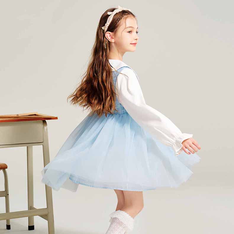 秋冬長袖白襟フォーマルワンピースボタンキッズ 子供服女の子 長袖 こども服 子ども服 無地 礼服110CM 夏 120CM プレゼント 130CM 通学 春 140CM通園 