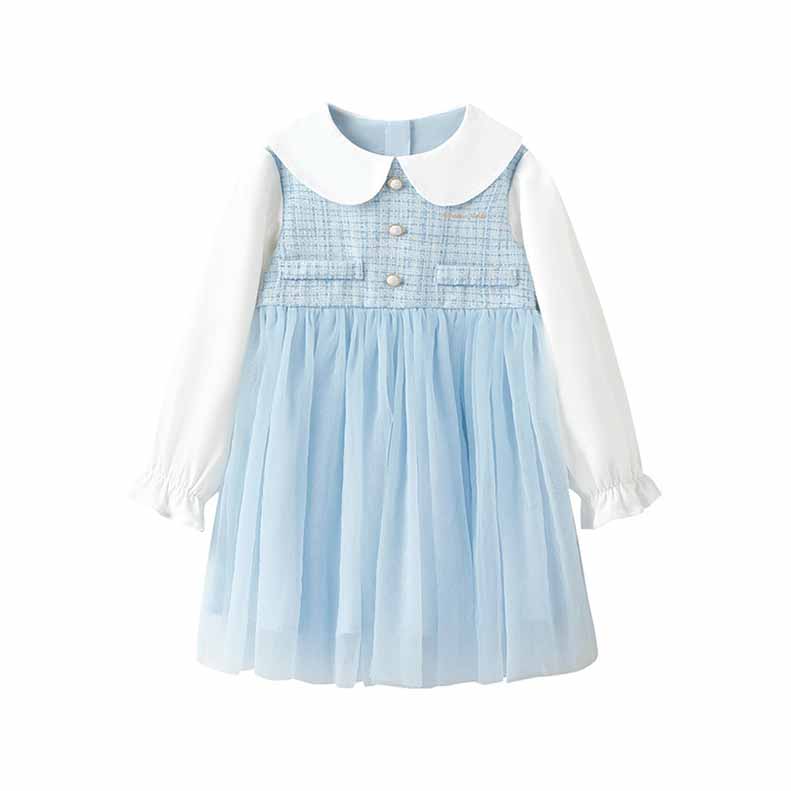 秋冬長袖白襟フォーマルワンピースボタンキッズ 子供服女の子 長袖 こども服 子ども服 無地 礼服110CM 夏 120CM プレゼント 130CM 通学 春 140CM通園 