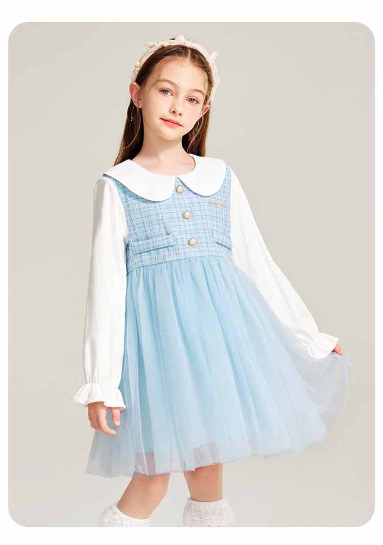 秋冬長袖白襟フォーマルワンピースボタンキッズ 子供服女の子 長袖 こども服 子ども服 無地 礼服110CM 夏 120CM プレゼント 130CM 通学 春 140CM通園 