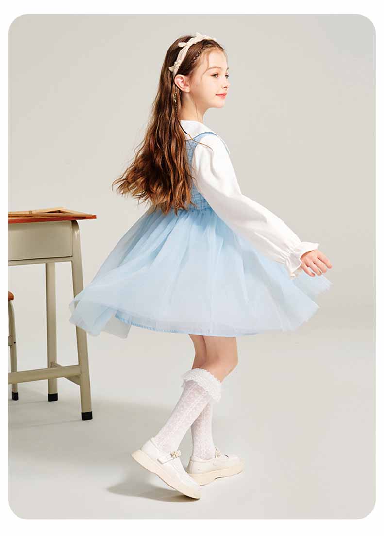秋冬長袖白襟フォーマルワンピースボタンキッズ 子供服女の子 長袖 こども服 子ども服 無地 礼服110CM 夏 120CM プレゼント 130CM 通学 春 140CM通園 