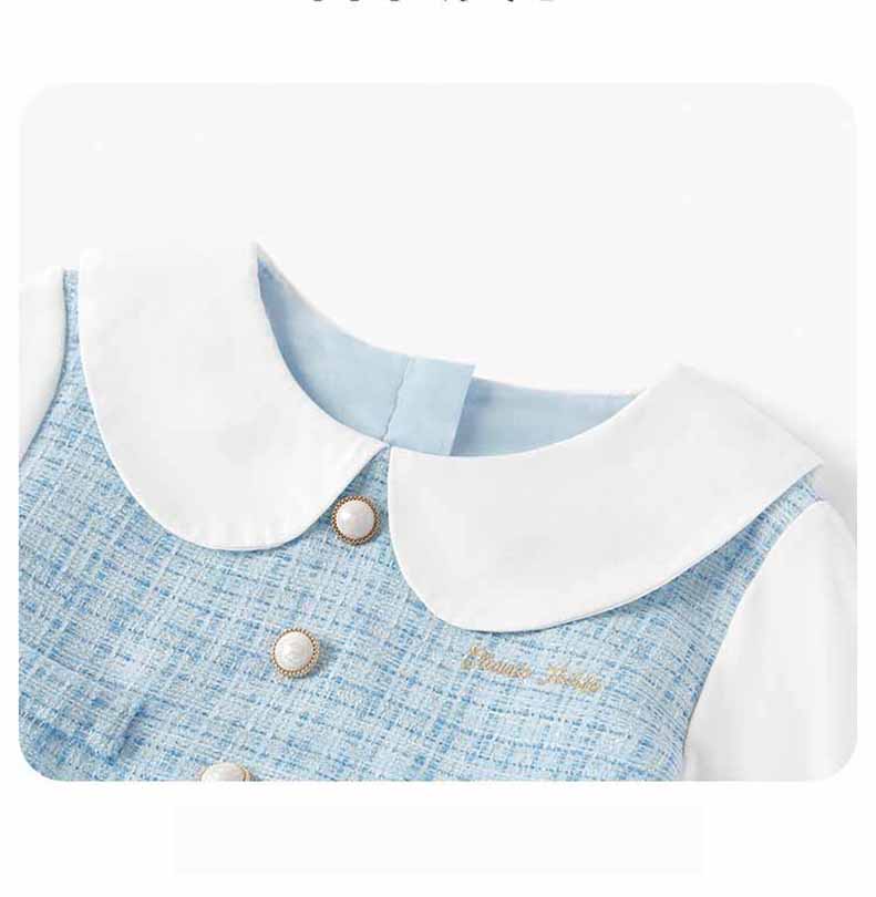 秋冬長袖白襟フォーマルワンピースボタンキッズ 子供服女の子 長袖 こども服 子ども服 無地 礼服110CM 夏 120CM プレゼント 130CM 通学 春 140CM通園 