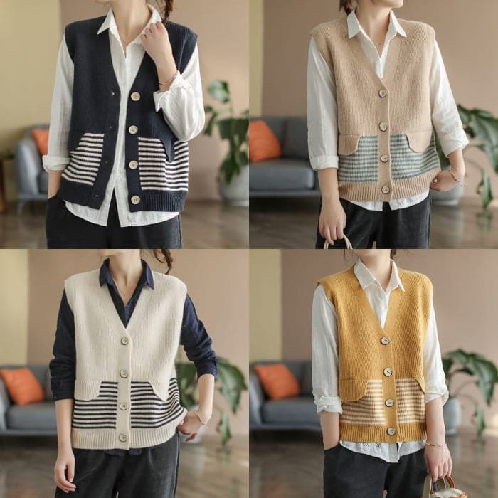 ニット ベスト レディース ボーダー デザイン 春秋冬 オシャレ 40代 女子会 旅行 カジュアル 通勤 30代 きれいめ トップス お出かけ シニア 60代 50代 