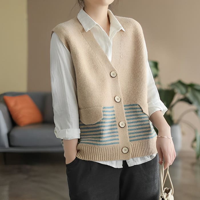 ニット ベスト レディース ボーダー デザイン 春秋冬 オシャレ 40代 女子会 旅行 カジュアル 通勤 30代 きれいめ トップス お出かけ シニア 60代 50代 