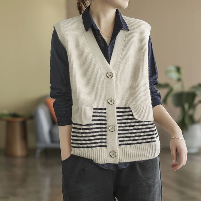 ニット ベスト レディース ボーダー デザイン 春秋冬 オシャレ 40代 女子会 旅行 カジュアル 通勤 30代 きれいめ トップス お出かけ シニア 60代 50代 