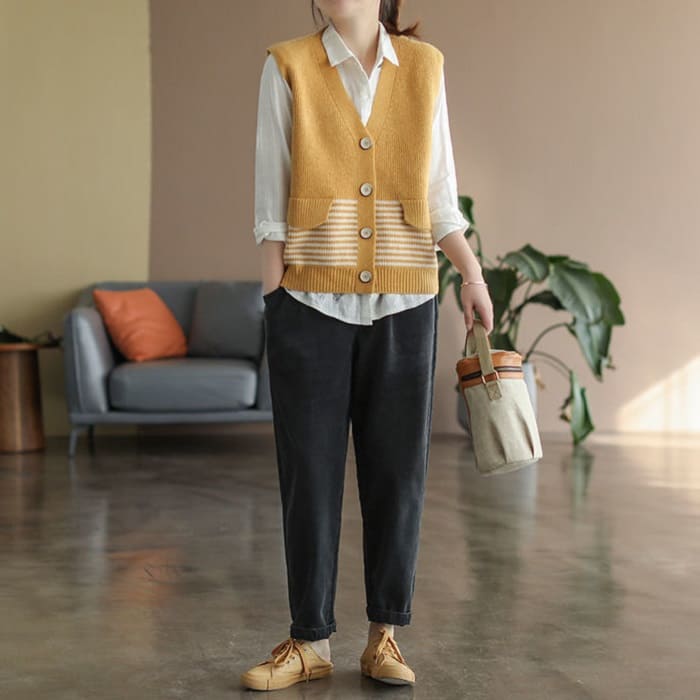 ニット ベスト レディース ボーダー デザイン 春秋冬 オシャレ 40代 女子会 旅行 カジュアル 通勤 30代 きれいめ トップス お出かけ シニア 60代 50代 