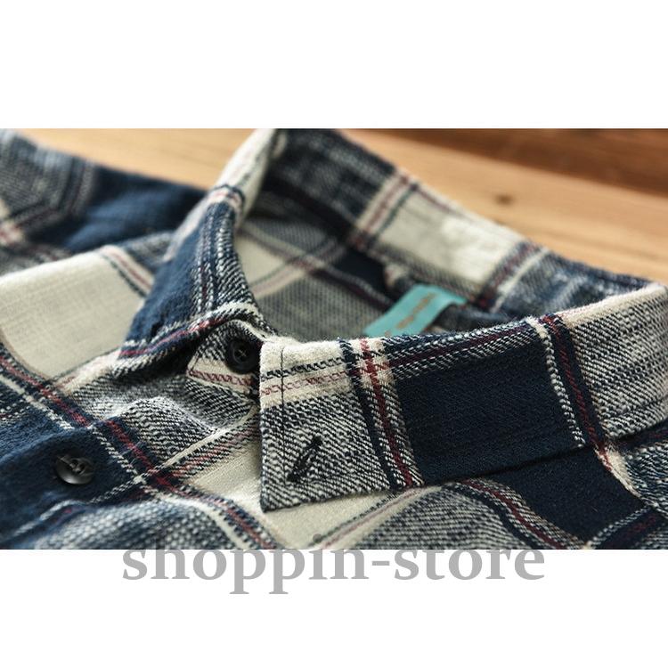 ネルシャツ メンズ カジュアルシャツ ボタンダウンシャツ チェック柄 トップス100%綿 起毛 春 長袖 秋 