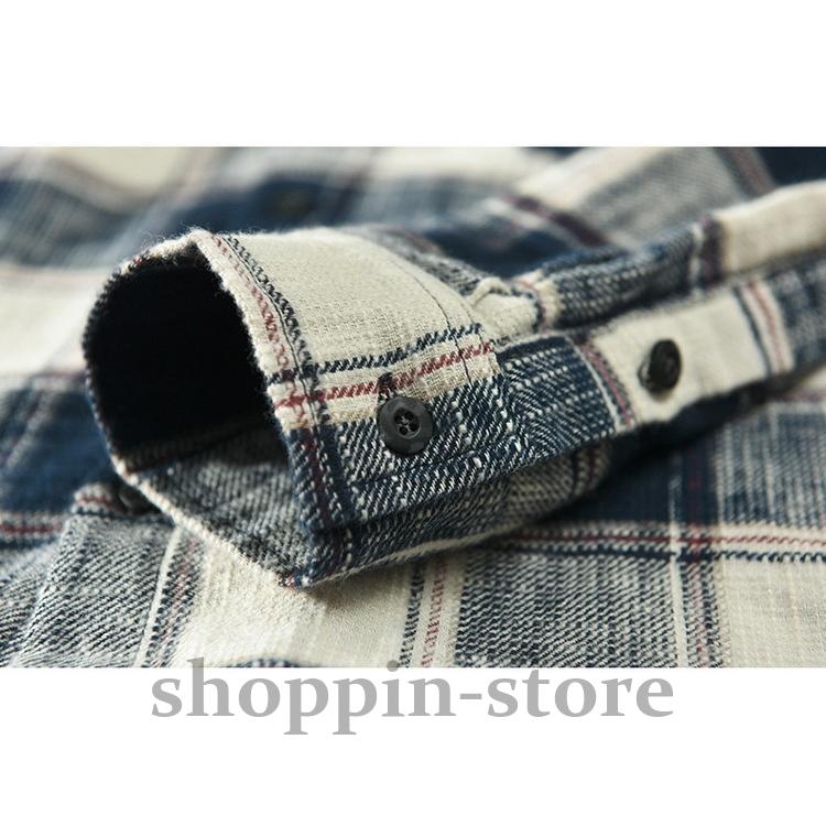 ネルシャツ メンズ カジュアルシャツ ボタンダウンシャツ チェック柄 トップス100%綿 起毛 春 長袖 秋 