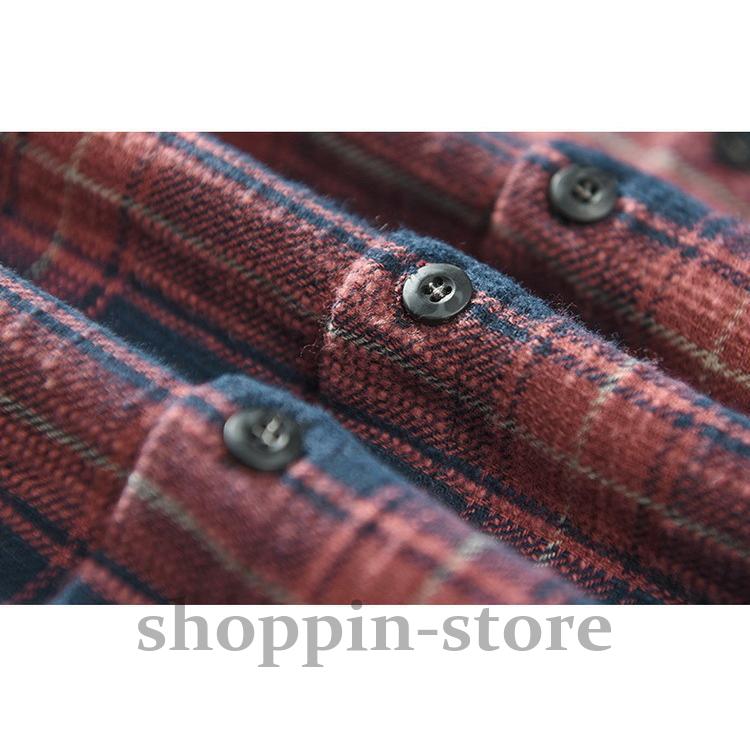 ネルシャツ メンズ カジュアルシャツ ボタンダウンシャツ チェック柄 トップス100%綿 起毛 春 長袖 秋 