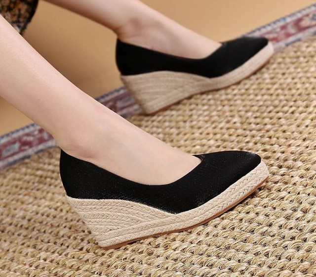 ウェッジヒール パンプス 厚底 パンプス ハイヒール レディース 脚長 8CMヒール 疲れにくい 軽量 美脚 靴 キラキラ 