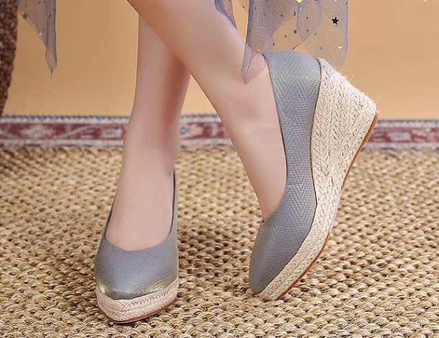 ウェッジヒール パンプス 厚底 パンプス ハイヒール レディース 脚長 8CMヒール 疲れにくい 軽量 美脚 靴 キラキラ 