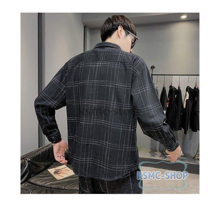 シャツ メンズ 30代 長袖 カジュアルシャツ ワイシャツ ワークシャツ お兄系 秋 おしゃれ 冬 春 トップス 開襟 チェックシャツ 大きいサイズ ゆったり 