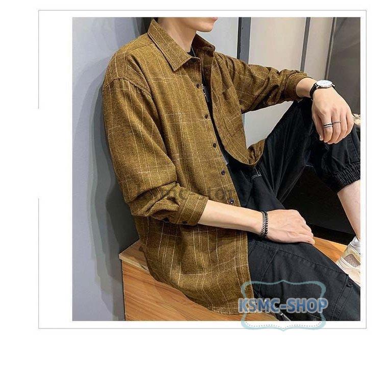 シャツ メンズ 30代 長袖 カジュアルシャツ ワイシャツ ワークシャツ お兄系 秋 おしゃれ 冬 春 トップス 開襟 チェックシャツ 大きいサイズ ゆったり 