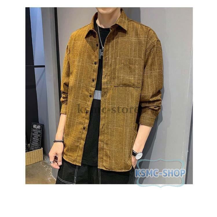 シャツ メンズ 30代 長袖 カジュアルシャツ ワイシャツ ワークシャツ お兄系 秋 おしゃれ 冬 春 トップス 開襟 チェックシャツ 大きいサイズ ゆったり 