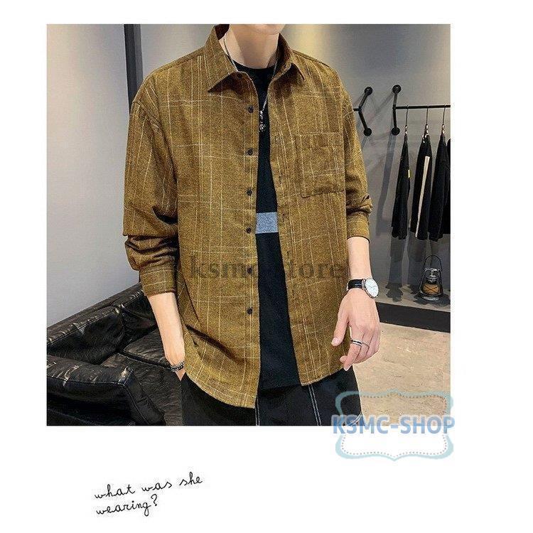 シャツ メンズ 30代 長袖 カジュアルシャツ ワイシャツ ワークシャツ お兄系 秋 おしゃれ 冬 春 トップス 開襟 チェックシャツ 大きいサイズ ゆったり 