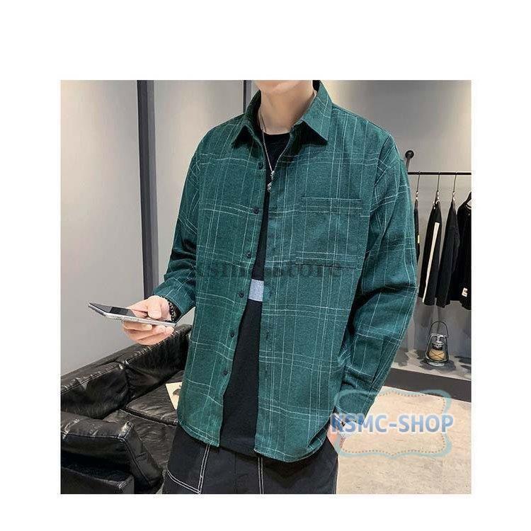 シャツ メンズ 30代 長袖 カジュアルシャツ ワイシャツ ワークシャツ お兄系 秋 おしゃれ 冬 春 トップス 開襟 チェックシャツ 大きいサイズ ゆったり 