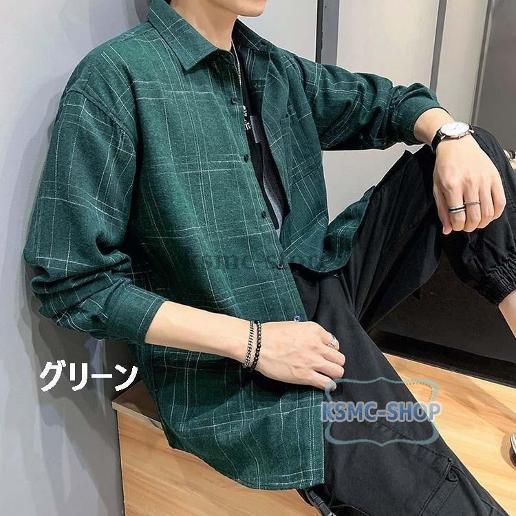 シャツ メンズ 30代 長袖 カジュアルシャツ ワイシャツ ワークシャツ お兄系 秋 おしゃれ 冬 春 トップス 開襟 チェックシャツ 大きいサイズ ゆったり 