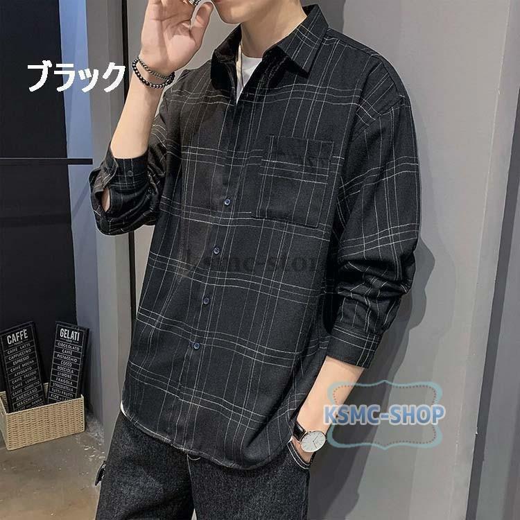 シャツ メンズ 30代 長袖 カジュアルシャツ ワイシャツ ワークシャツ お兄系 秋 おしゃれ 冬 春 トップス 開襟 チェックシャツ 大きいサイズ ゆったり 