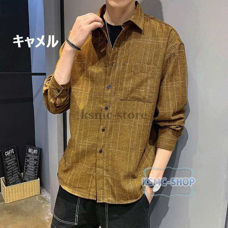 シャツ メンズ 30代 長袖 カジュアルシャツ ワイシャツ ワークシャツ お兄系 秋 おしゃれ 冬 春 トップス 開襟 チェックシャツ 大きいサイズ ゆったり 
