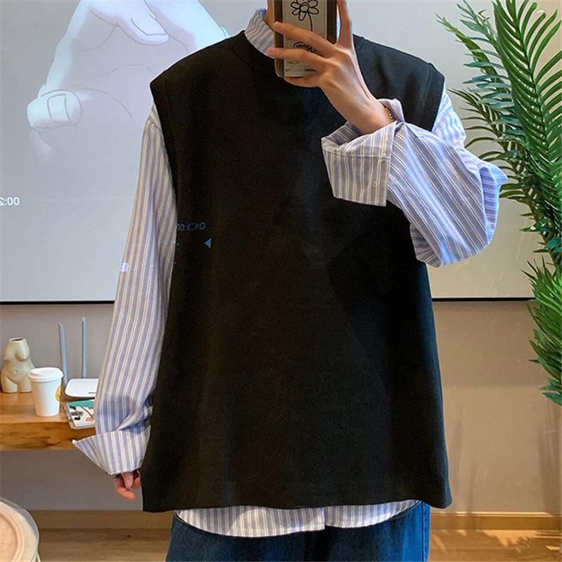 ニットベスト メンズ ジレ プルオーバー 春秋冬 チョッキ 室内着 クルーネック 防寒 通勤 インナー 保温 暖かい 通学 重ね着 丸首 トップス 