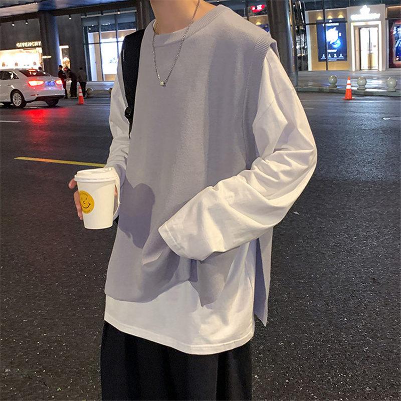 ニットベスト メンズ ジレ プルオーバー 春秋冬 チョッキ 室内着 クルーネック 防寒 通勤 インナー 保温 暖かい 通学 重ね着 丸首 トップス 