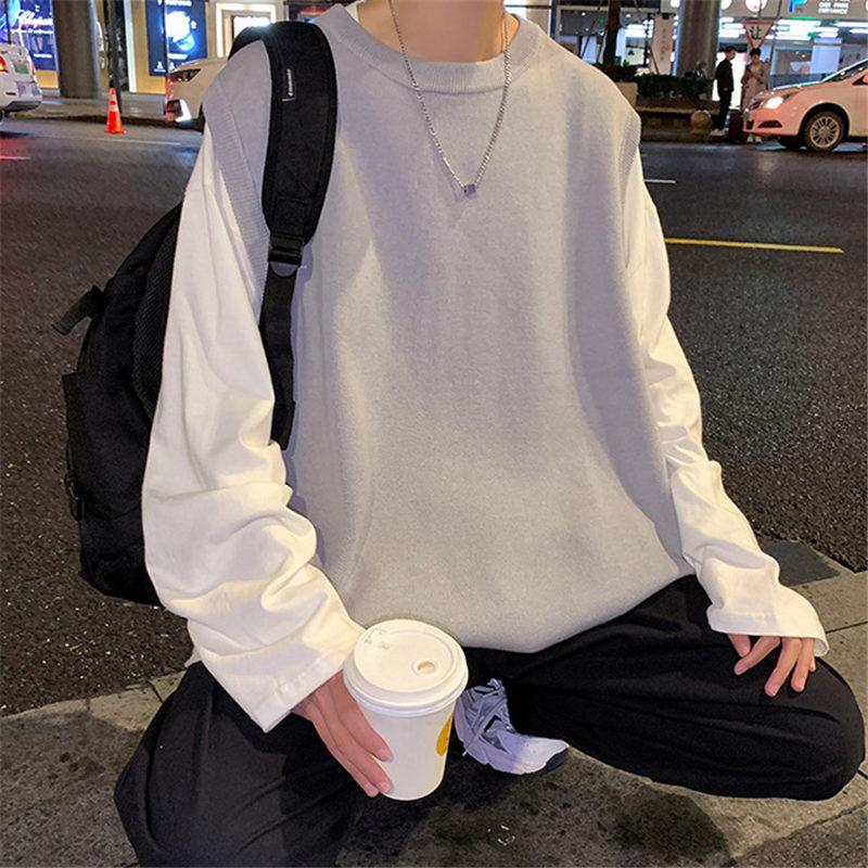 ニットベスト メンズ ジレ プルオーバー 春秋冬 チョッキ 室内着 クルーネック 防寒 通勤 インナー 保温 暖かい 通学 重ね着 丸首 トップス 