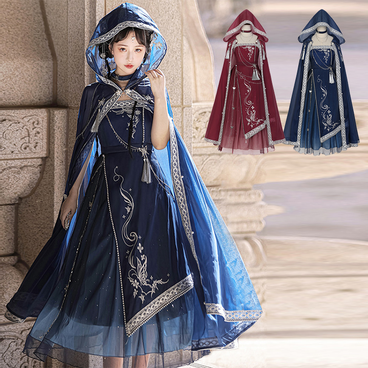 レディース ワンピース ワンピ 肩だし コスチューム風 ロング丈 イベント パーティー おしゃれ 蝶々 艶やか かわいい 個性的 かっこいい 