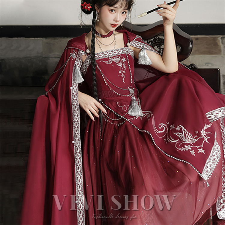 レディース ワンピース ワンピ 肩だし コスチューム風 ロング丈 イベント パーティー おしゃれ 蝶々 艶やか かわいい 個性的 かっこいい 