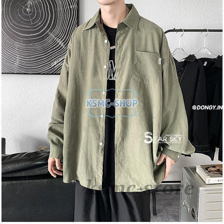 カジュアルシャツ 長袖シャツ メンズシャツ 無地 トップス ゆったり アウトドア 通勤 ボタンシャツ ファッション お兄系 お洒落 開襟シャツ 