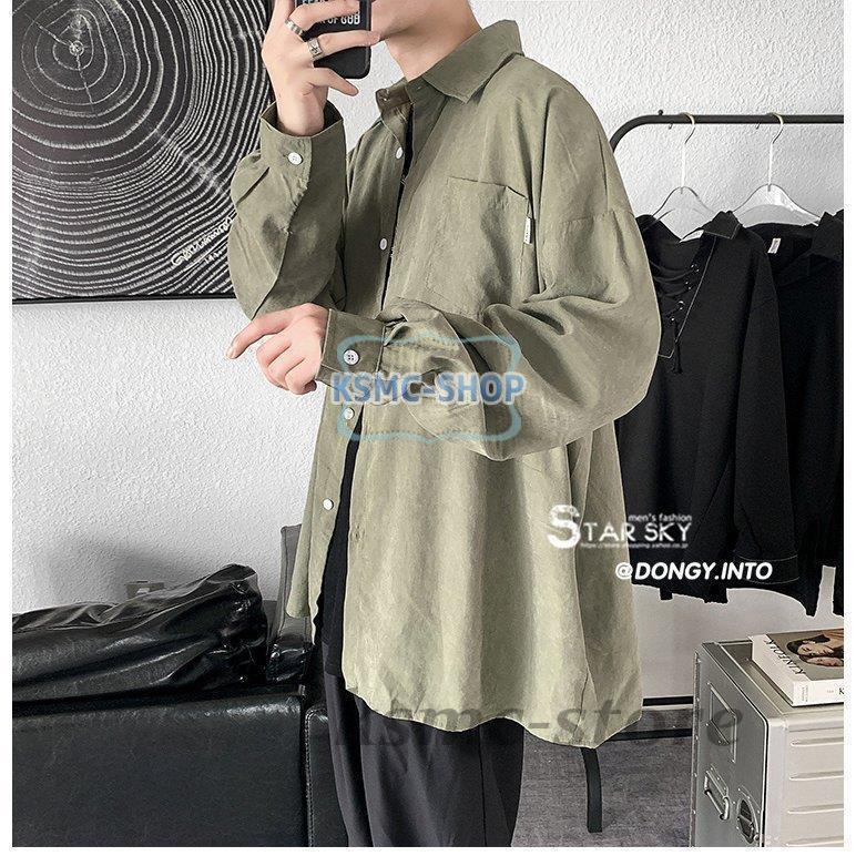 カジュアルシャツ 長袖シャツ メンズシャツ 無地 トップス ゆったり アウトドア 通勤 ボタンシャツ ファッション お兄系 お洒落 開襟シャツ 